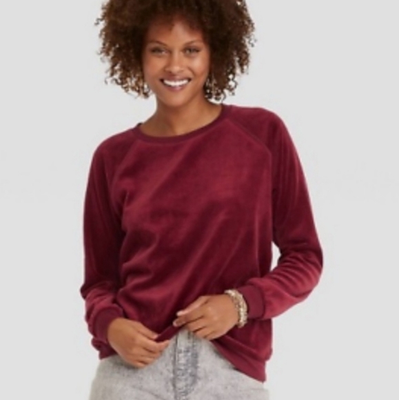 Knox Rose Rust Velvet Long sleeve sweatshirt Size XS - Picture 4 of 7